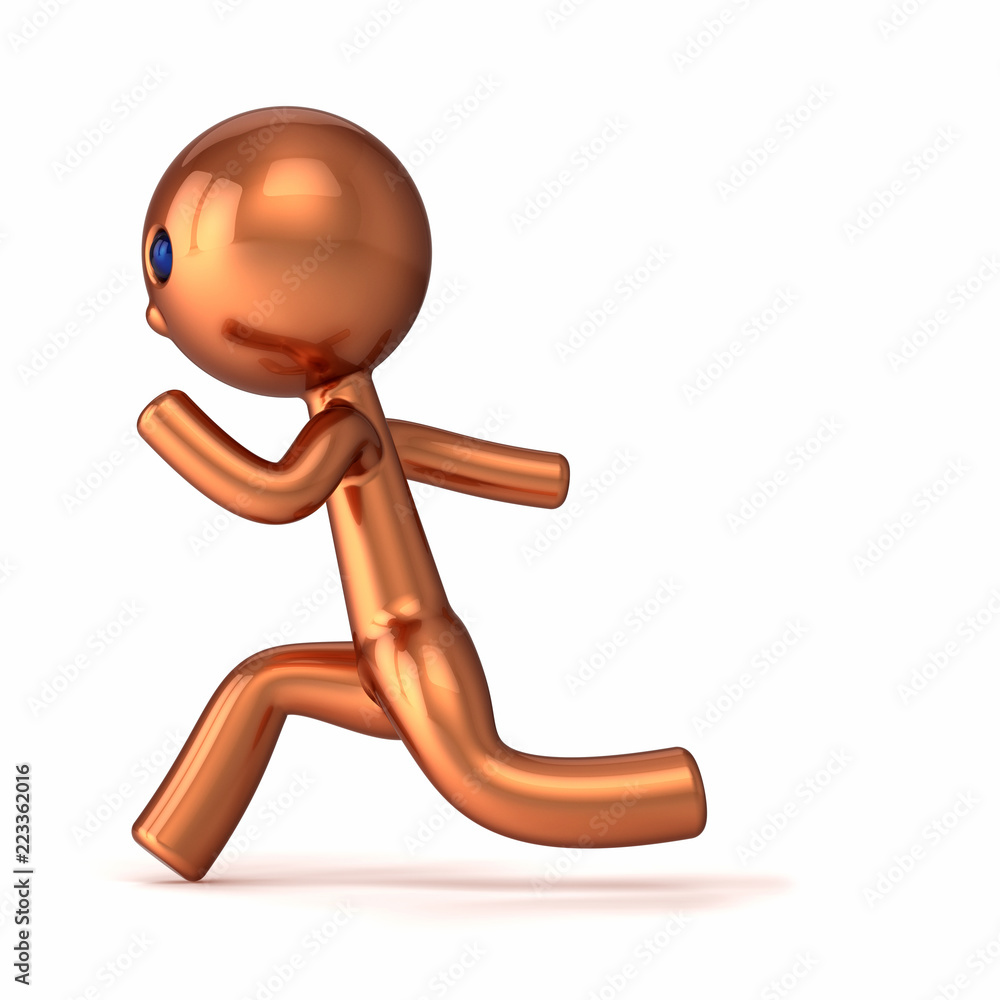 champion runner cartoon character golden man number one 1 stylized. motion  guy run forward, fast chase. sport, healthy lifestyle symbol. 3d  illustration Stock Illustration | Adobe Stock
