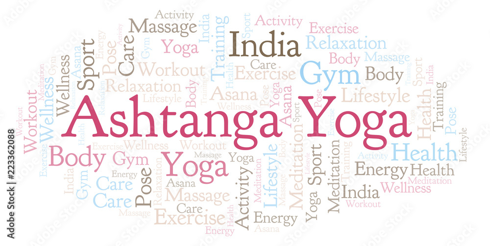 Ashtanga Yoga word cloud. Ashtanga Yoga word cloud.