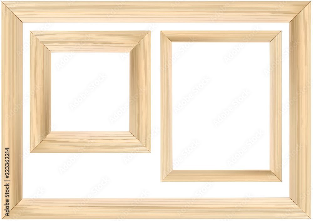 Set of Wooden Frame Isolated on White Background - Detailed Illustration, Vector Set of Wooden Frame Isolated on White Background - Detailed Illustration, Vector