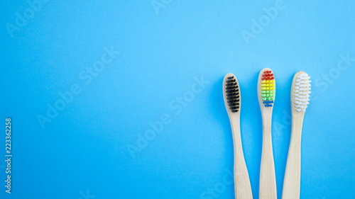 Black white and rainbow bamboo toothbrushes