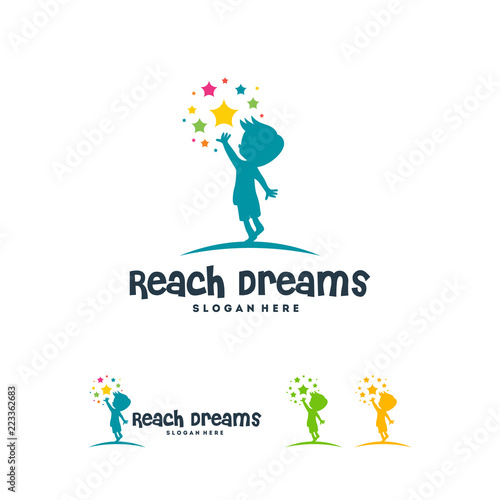 Reaching Star logo, , Online Learning logo designs vector, Kids Dream logo, Reach Dreams logo