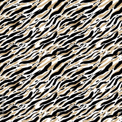 Seamless abstract pattern art. Texture with Hand Painted Crossing Brush Strokes for Print. Animal fur texture background. Modern graphics.