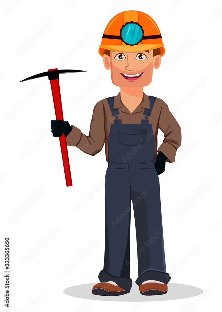 Miner man, mining worker. Cartoon character Miner man, mining worker. Cartoon character