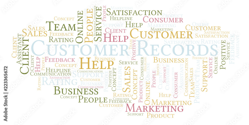 Customer Records word cloud. Customer Records word cloud.