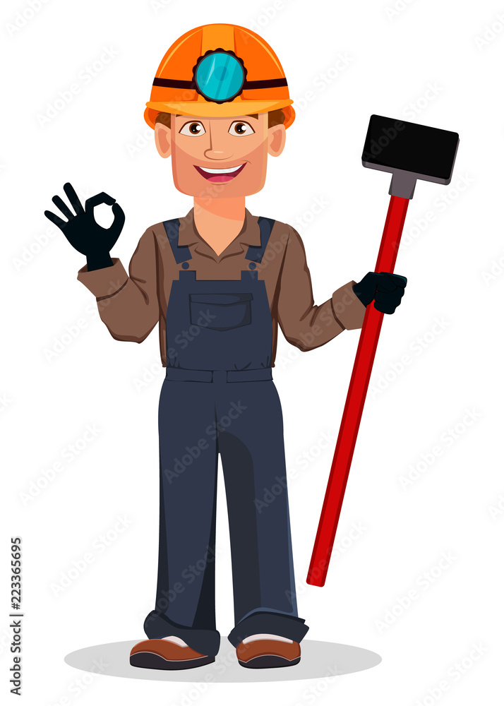 Miner man, mining worker. Cartoon character Miner man, mining worker. Cartoon character