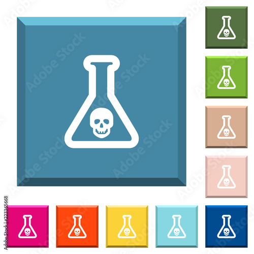 Dangerous chemical experiment white icons on edged square buttons