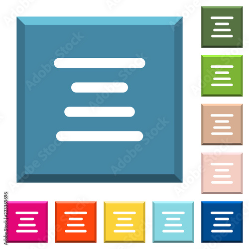 Text align center white icons on edged square buttons