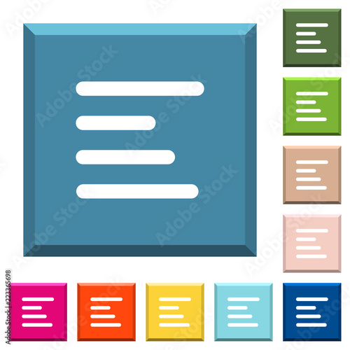 Text align left white icons on edged square buttons