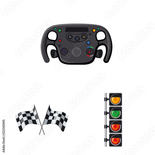 Vector illustration of car and rally logo. Collection of car and race stock symbol for web.