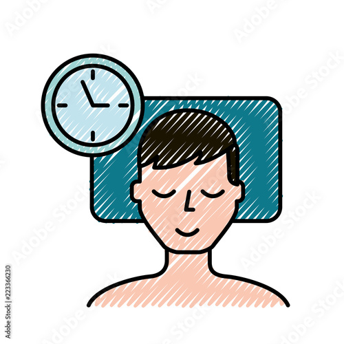 man sleeping on the bed clock time