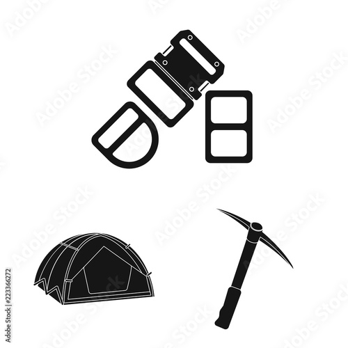 Vector design of mountaineering and peak icon. Collection of mountaineering and camp stock symbol for web.