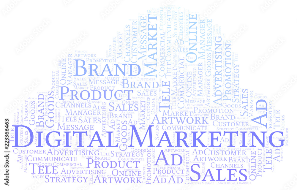 Obraz premium Word cloud with text Digital Marketing.