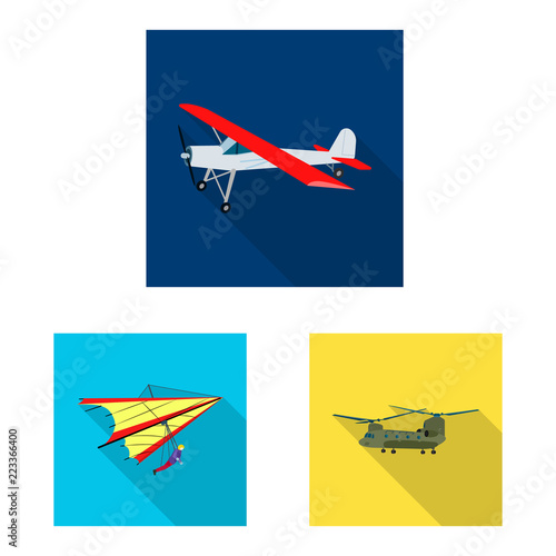 Vector design of plane and transport sign. Collection of plane and sky vector icon for stock.