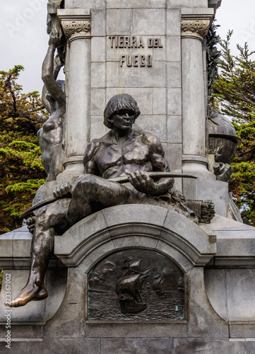 Ferdinand Magellan Memorial, detailed view, Benjamin Munoz Gomero Main Square, Punta Arenas, Magallanes Province, Patagonia, Chile photo