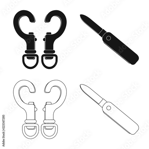 Vector illustration of mountaineering and peak sign. Collection of mountaineering and camp stock symbol for web.