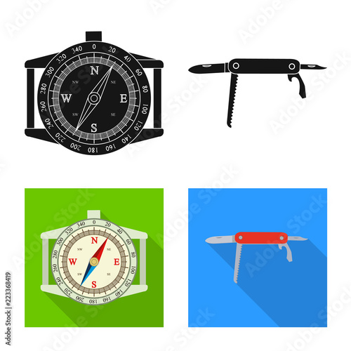 Vector illustration of mountaineering and peak symbol. Collection of mountaineering and camp stock symbol for web.