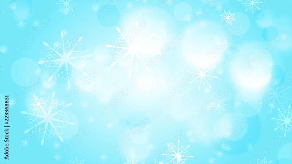Abstract blue and white bokeh Christmas background