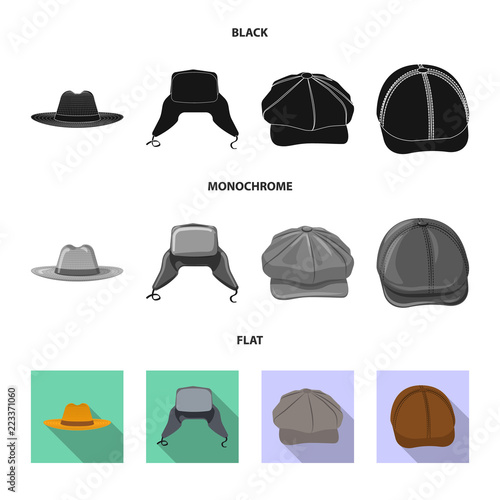 Isolated object of headgear and cap icon. Set of headgear and accessory stock symbol for web.