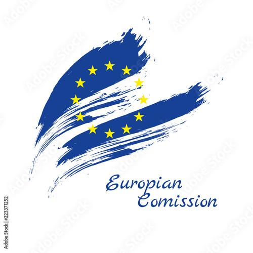 European Union brush strokes painted vector flag template. Waving EU flag, isolated on a white background.