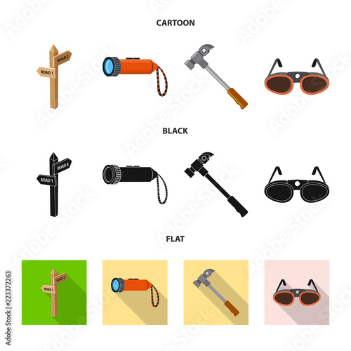 Isolated object of mountaineering and peak sign. Collection of mountaineering and camp vector icon for stock.