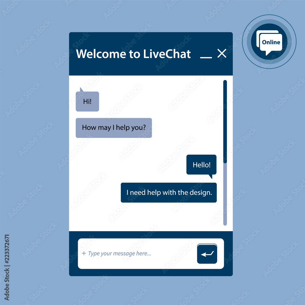 The live chat window for web pages in internet.