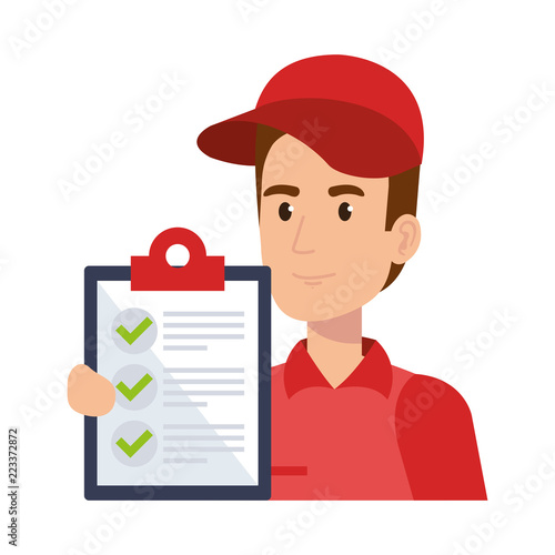 delivery worker with checklist character