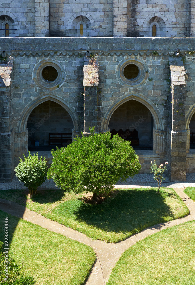 A cloister and the interior courtyard of Cathedral (Se) of Evora. Portugal