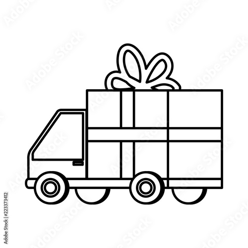 delivery service truck with gift