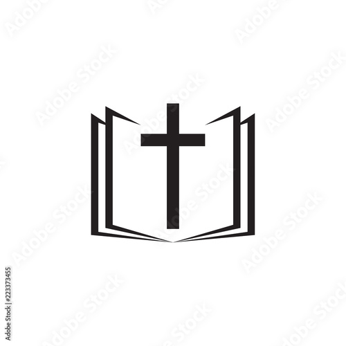 Holy Bible icon with the cross. Vector illustration.