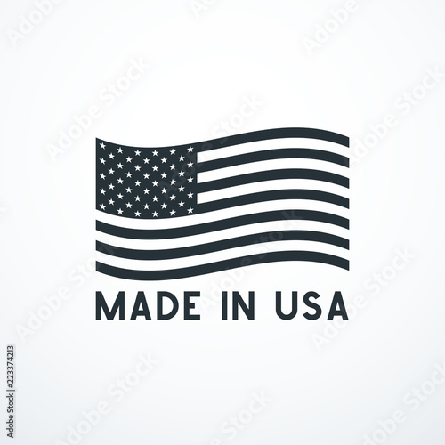 Made in USA badge with USA flag elements. Vector illustration