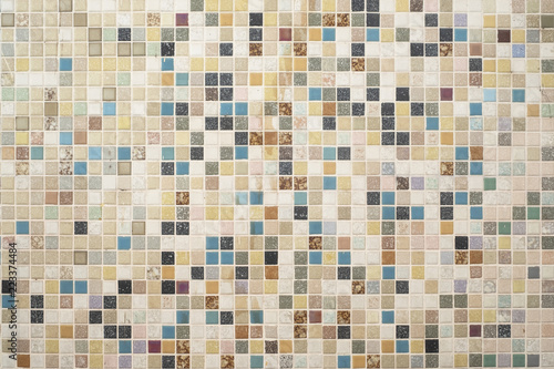 Fototapeta Naklejka Na Ścianę i Meble -  Mosaic tiles interior wall of some old public housing building in Hong Kong 