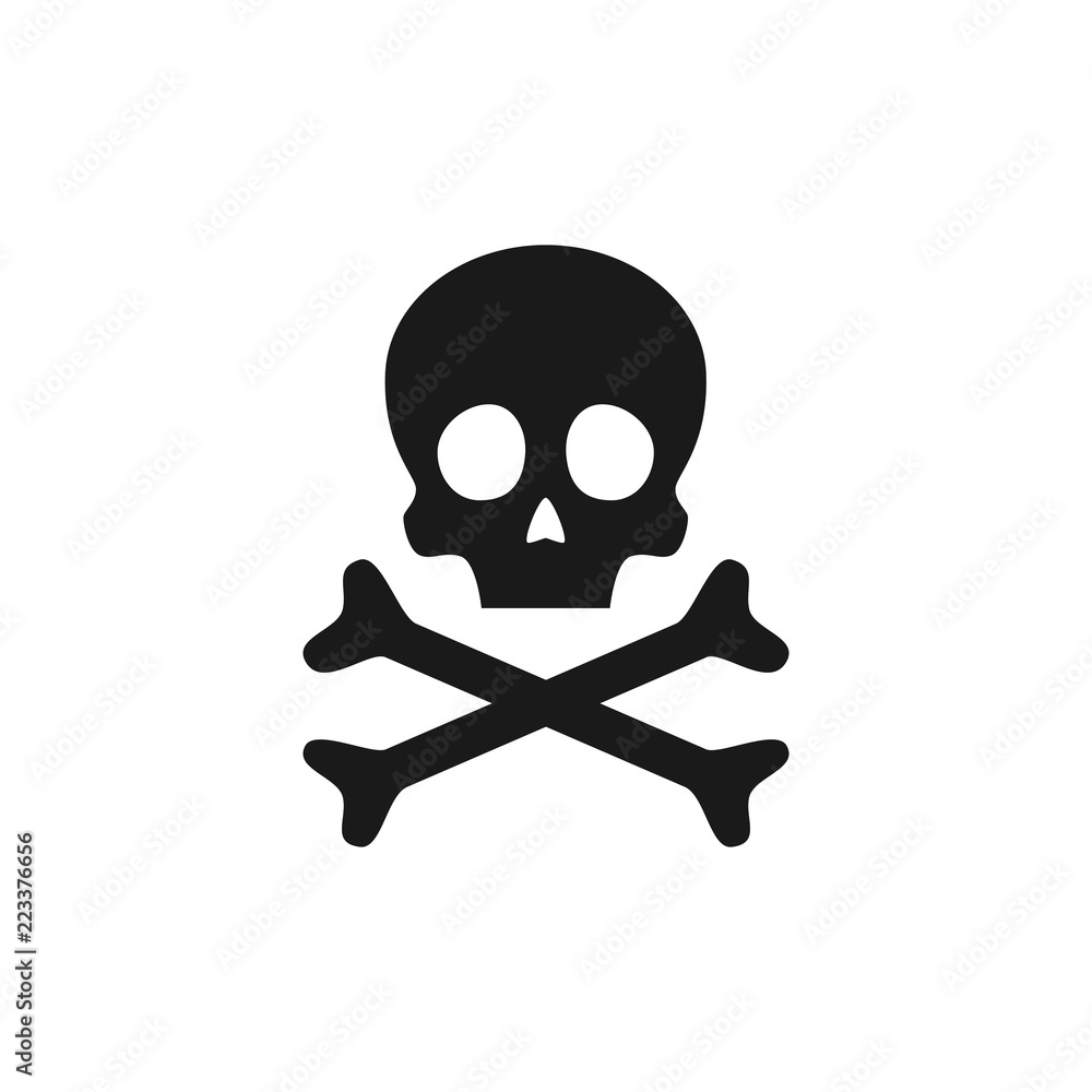 Skull and crossbones icon. Poison warning sign. Vector illustration Skull and crossbones icon. Poison warning sign. Vector illustration