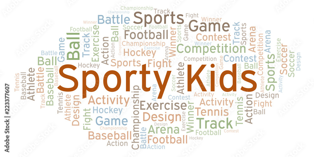 Fototapeta premium Sporty Kids word cloud.