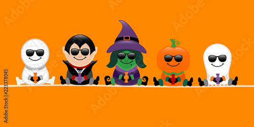 Banner Halloween Mummy, Vampire, Witch, Pumpkin & Ghost Sunglasses