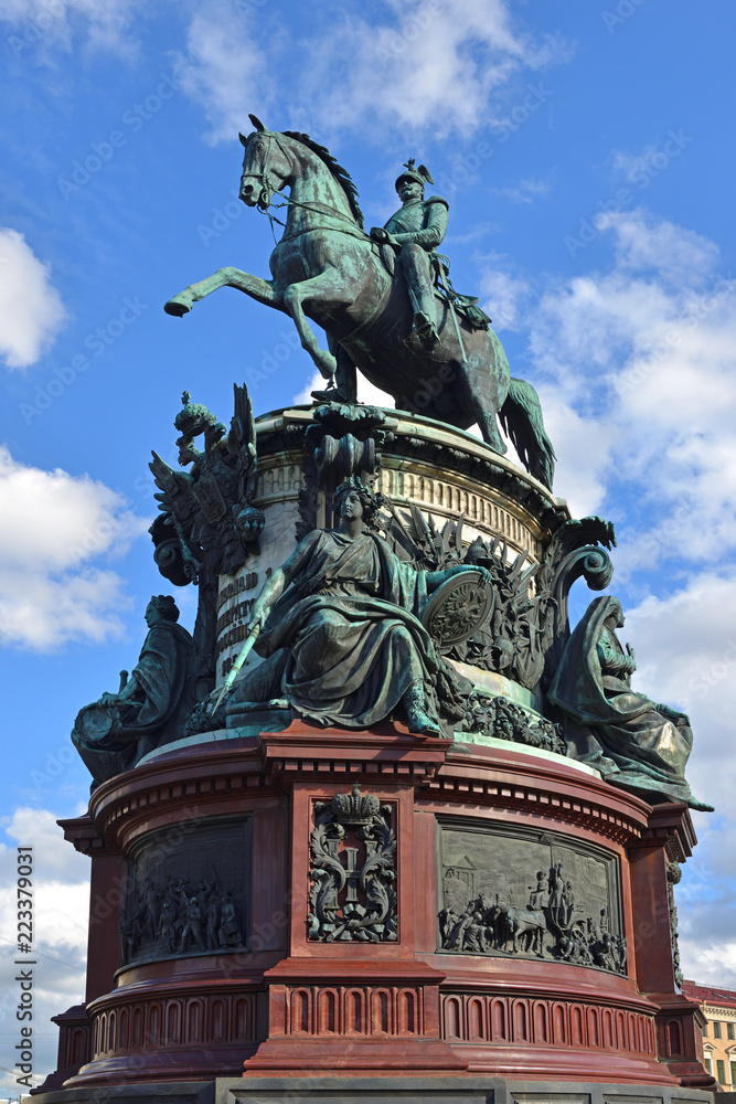 Monument to Russian Emperor Nicholas I (1856) on St Isaac's Square.  St Petersburg, Russia