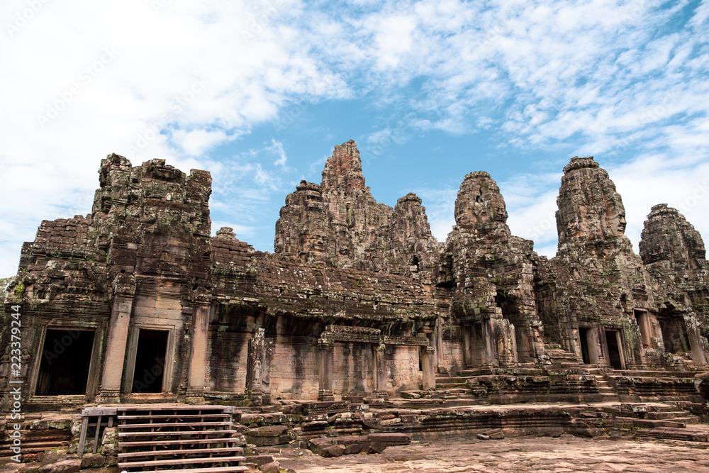 Bayon ancient temple at Ankgor Thom at Angkor Wat complex in Siem Reap Cambodia.