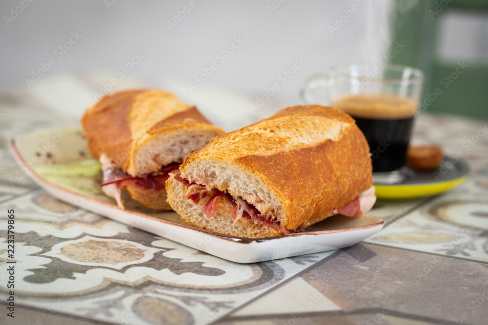 Sandwich and coffee for breakfast Sandwich and coffee for breakfast