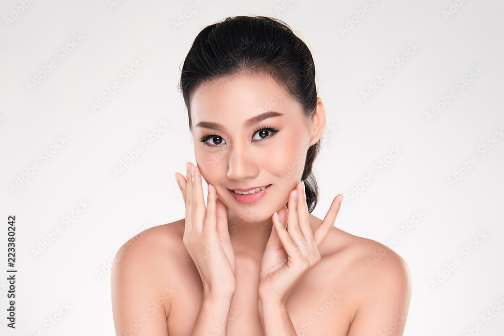 Young asian woman with clean skin of the face