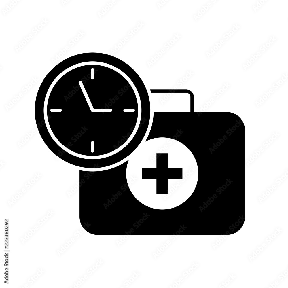Obraz premium medical suitcase first aid emergency time clock