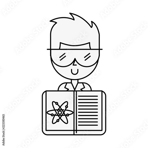 scientific man professor book science chemistry atom