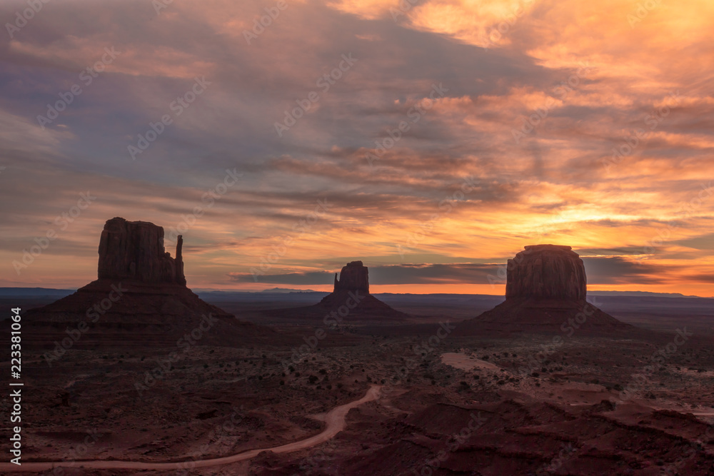 Cloudy Skies Over Monument Valley On The Border Of Arizona And Utah Cloudy Skies Over Monument Valley On The Border Of Arizona And Utah