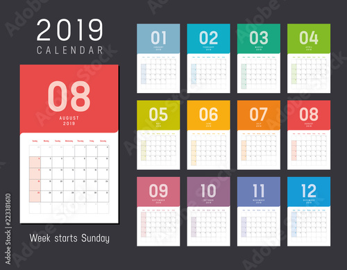 Year 2019 calendar