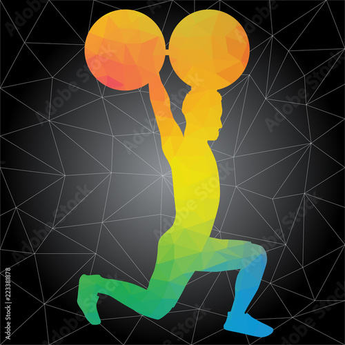 Crossfit concept. Vector silhouettes of people doing fitness and crossfit workouts in many different position. Active and healthy life concept