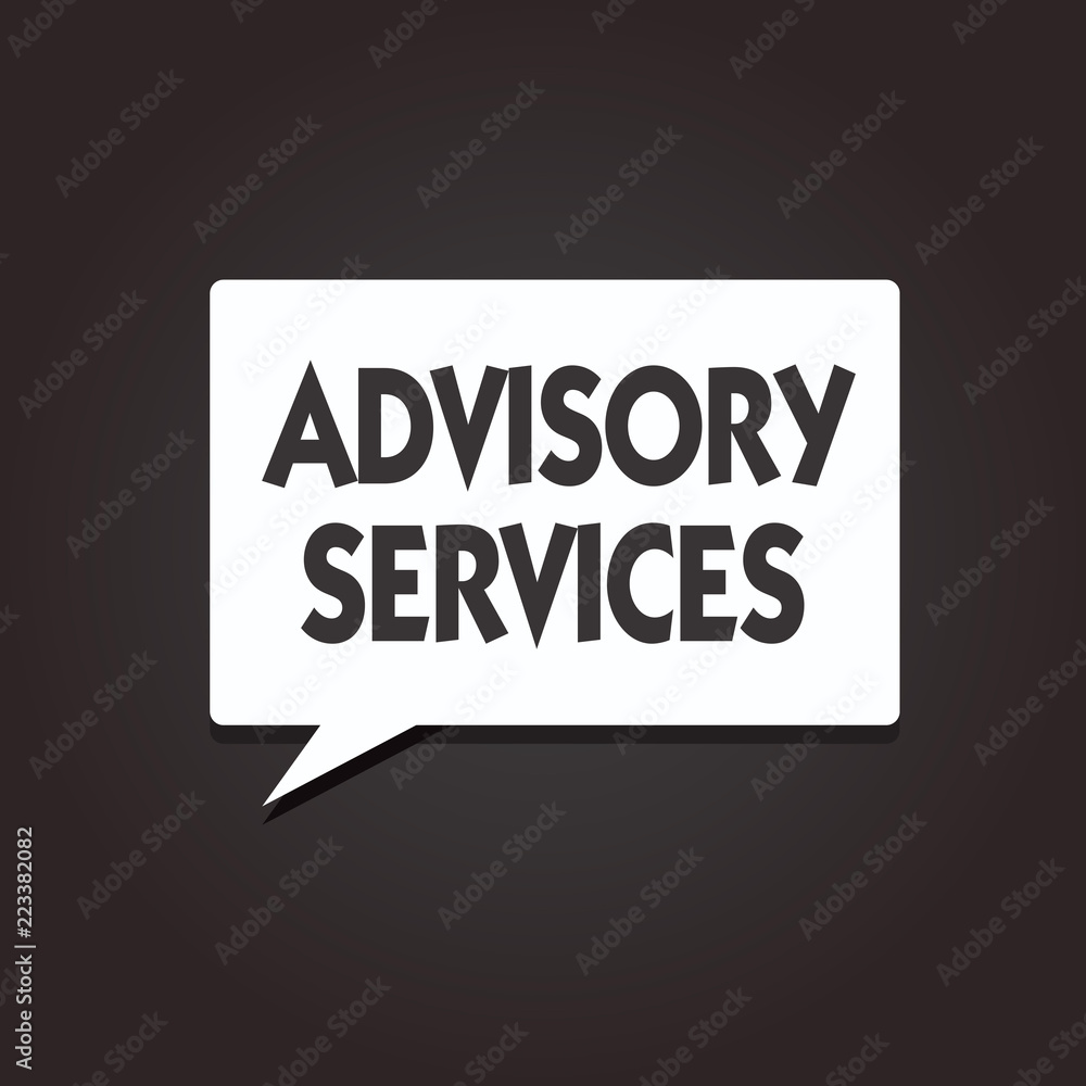 Text sign showing Advisory Services. Conceptual photo Support actions and overcome weaknesses in specific areas. Text sign showing Advisory Services. Conceptual photo Support actions and overcome weaknesses in specific areas.