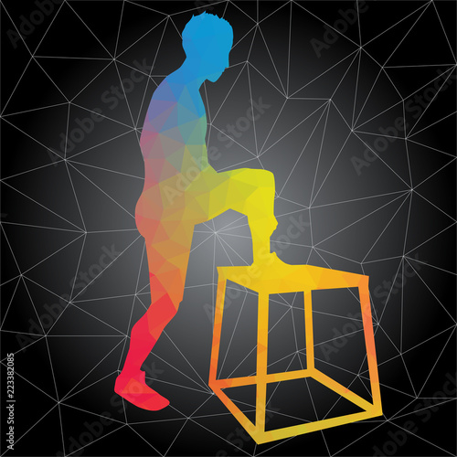 Crossfit concept. Vector silhouettes of people doing fitness and crossfit workouts in many different position. Active and healthy life concept