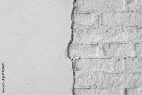white brick wall plastered and painted background photo