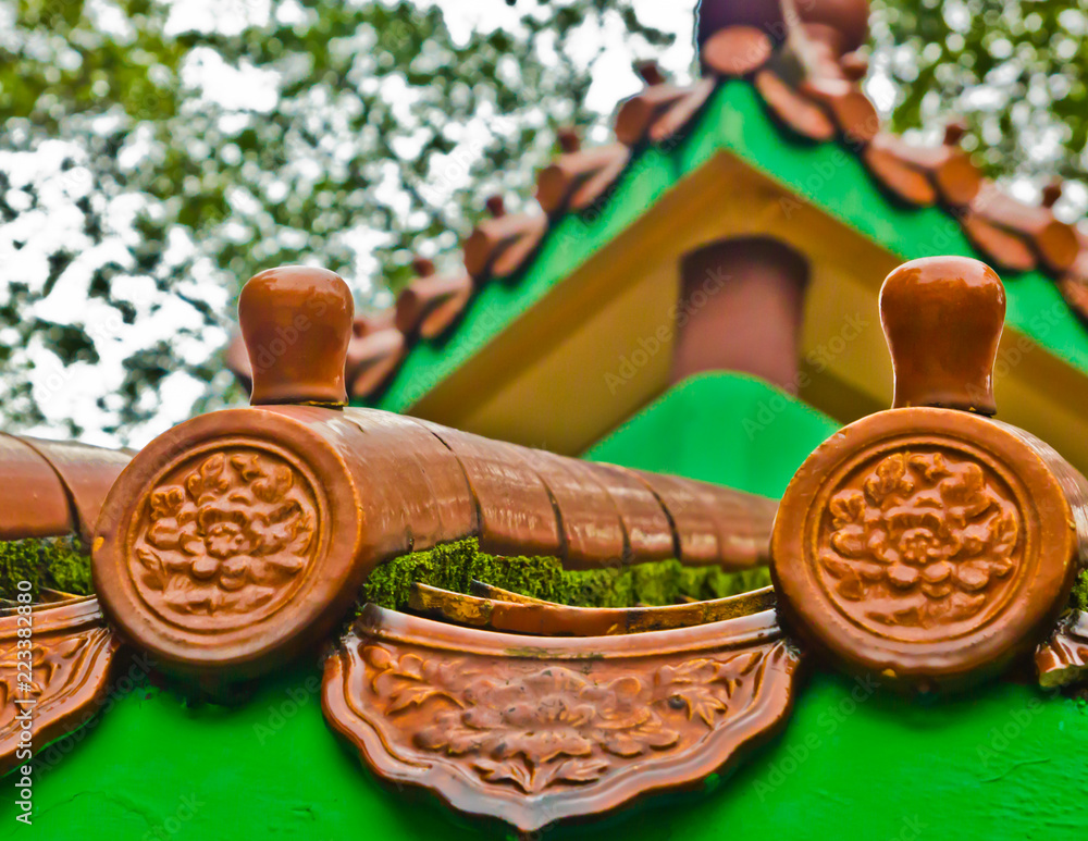 Fototapeta premium traditional Chinese roof tiles, close-up 