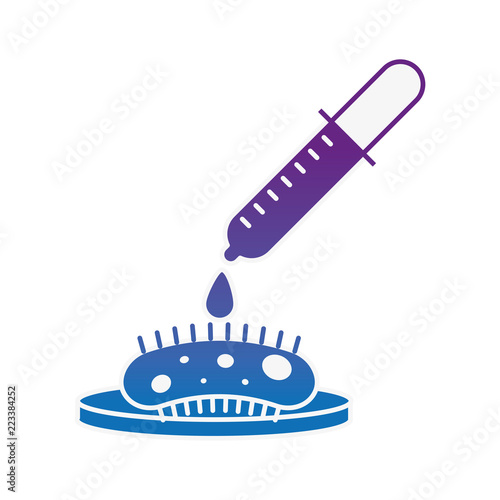 dropper pouring reagent on virus petri dish test