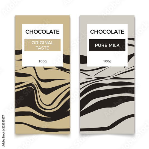 Chocolate bar packaging template design. Chocolate branding product pattern. Vector luxury design package