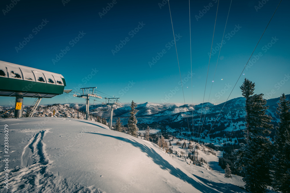 Ski Resort Slopes On A Cold Winter Morning
